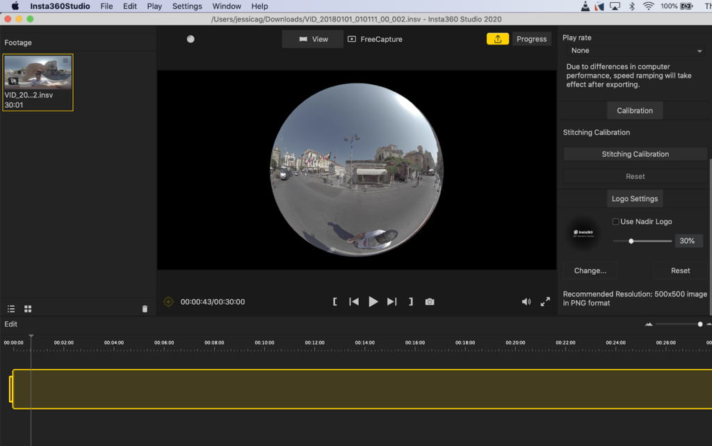 360 video editing software screenshot